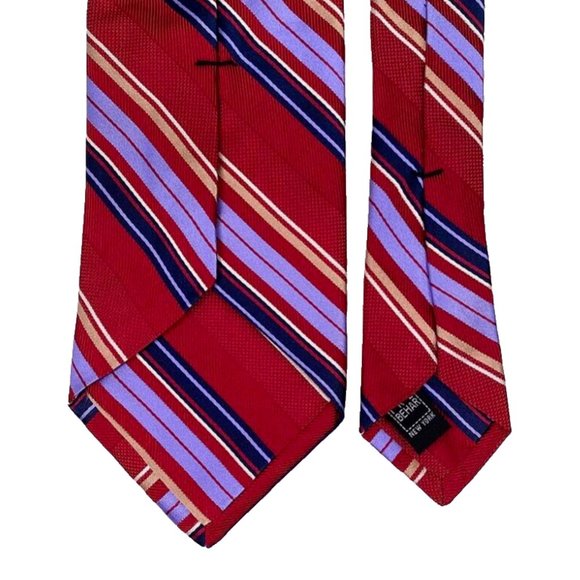 Ike Behar New York Tie Imported Silk Red Stripe Mens - Picture 3 of 4
